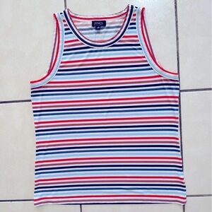 Jones New York Red and Blue Tank Tops Striped Design
